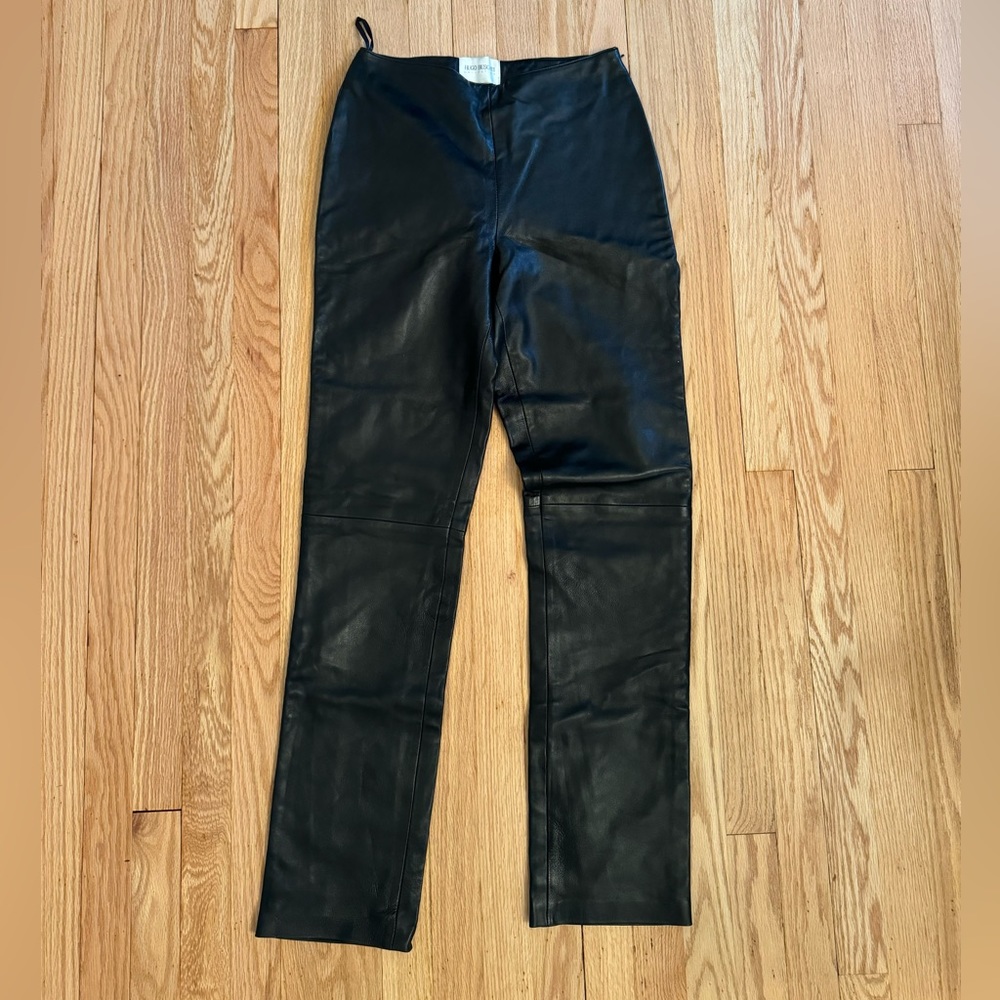 Hugo Buscati 100% Leather Vintage Black Pants Size 8 Tall